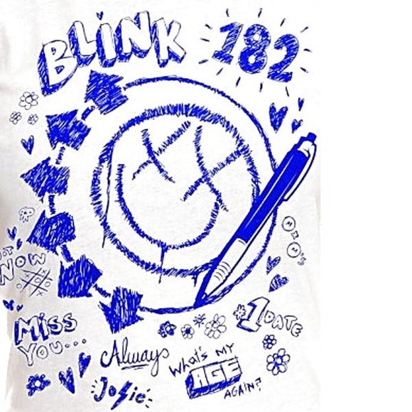 Blink-182 T-Shirt Blue Smiley Logo pop punk rock fitted T-Shirt XL NWT - Picture 2 of 2